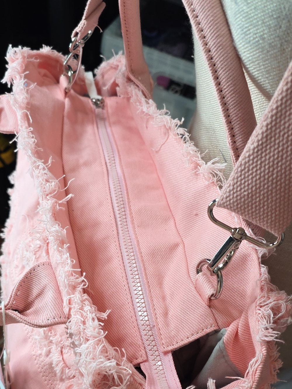 Wildfox Pink Distressed Canvas Travel Tote - Picture 3 of 7